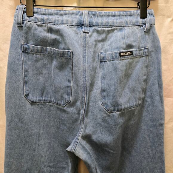Rollas Slim Sailor Blue Cotton High Waisted Crop Jeans Size 27 Aussie 9 - Picture 6 of 8